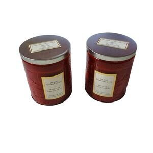 Black Pomegranate Set of Two Red Burgundy  Candles Glass New Christmas Gift